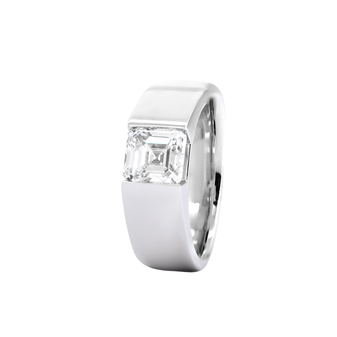 Asscher Cut Lab Diamond Wide Band Design Ring - FIORESE JEWELRY