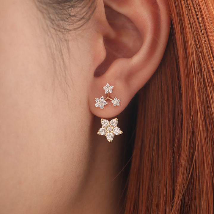 Asymmetric Meteor Diamond Stud Earrings - FIORESE JEWELRY