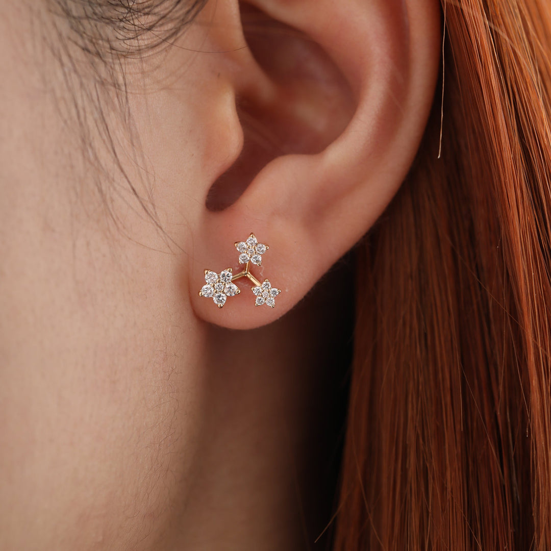 Asymmetric Meteor Diamond Stud Earrings - FIORESE JEWELRY
