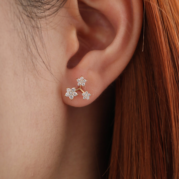 Asymmetric Meteor Diamond Stud Earrings - FIORESE JEWELRY