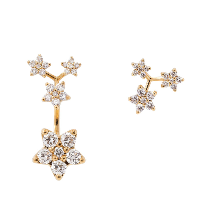 Asymmetric Meteor Diamond Stud Earrings - FIORESE JEWELRY