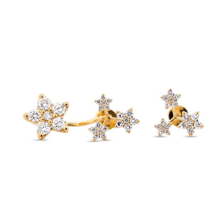 Asymmetric Meteor Diamond Stud Earrings - FIORESE JEWELRY