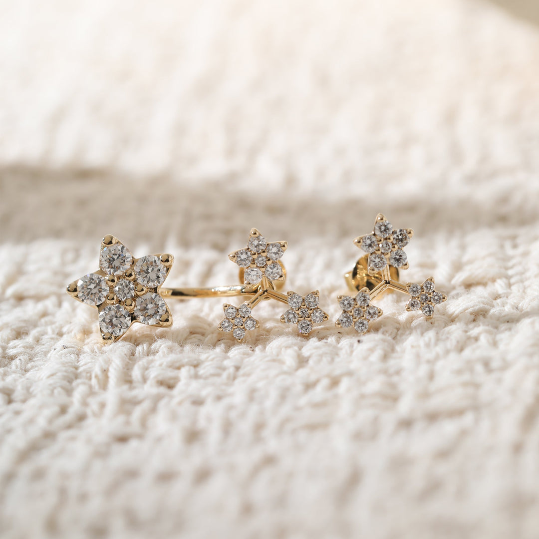 Asymmetric Meteor Diamond Stud Earrings - FIORESE JEWELRY