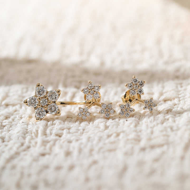 Asymmetric Meteor Diamond Stud Earrings - FIORESE JEWELRY