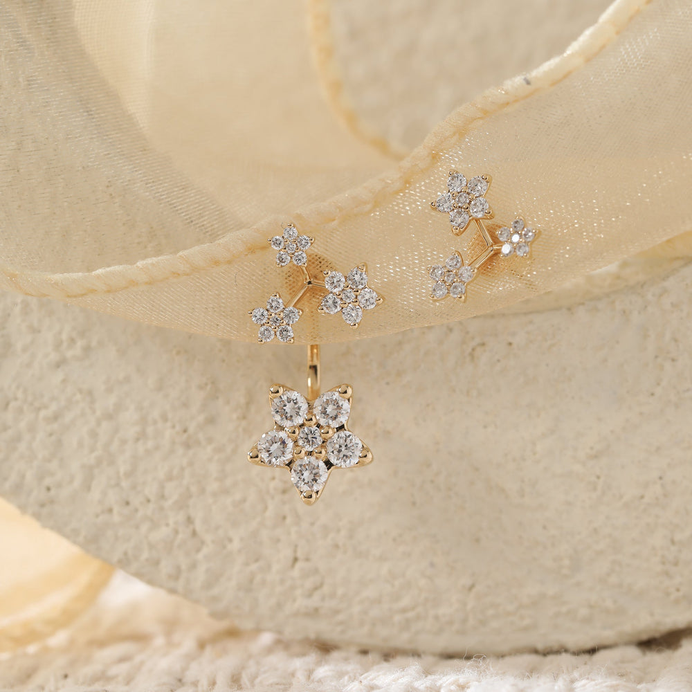 Asymmetric Meteor Diamond Stud Earrings - FIORESE JEWELRY