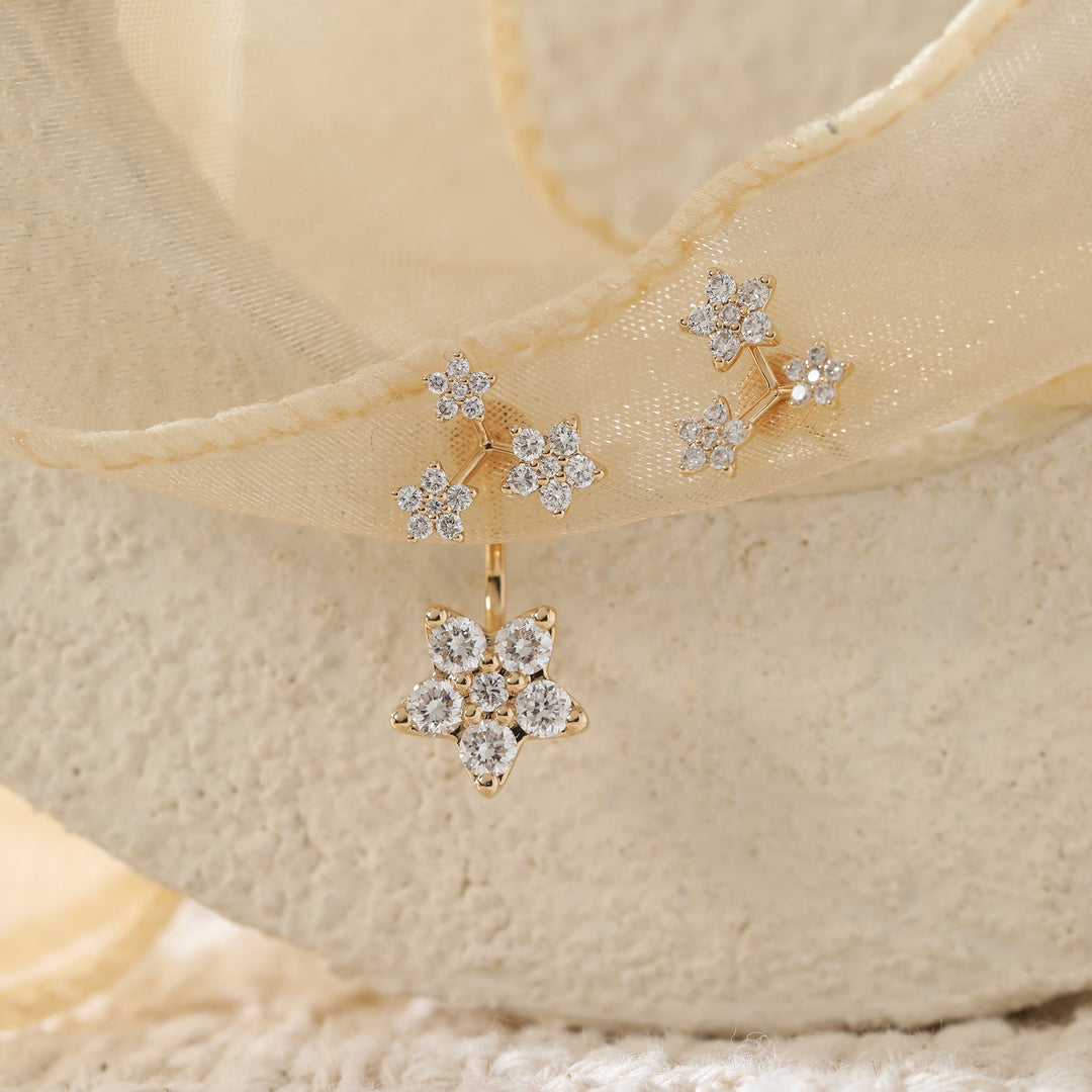 Asymmetric Meteor Diamond Stud Earrings - FIORESE JEWELRY