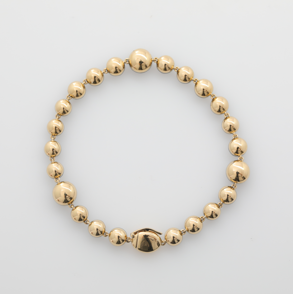 Ready to Ship 14K Yellow Gold Round Lab Diamond Bezel Graduated Station Bracelet with Black Rhodium Plated Bezel