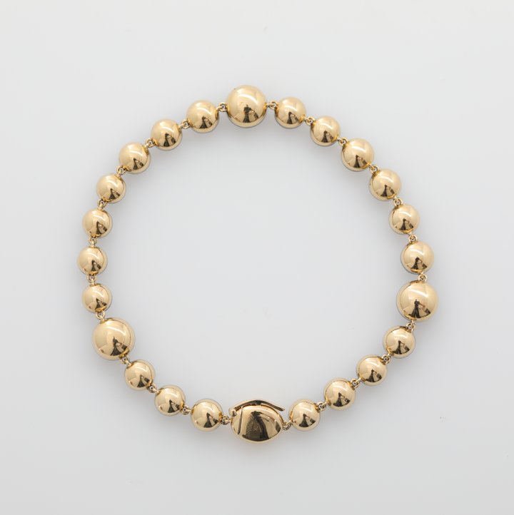Ready to Ship 14K Yellow Gold Round Lab Diamond Bezel Graduated Station Bracelet with Black Rhodium Plated Bezel