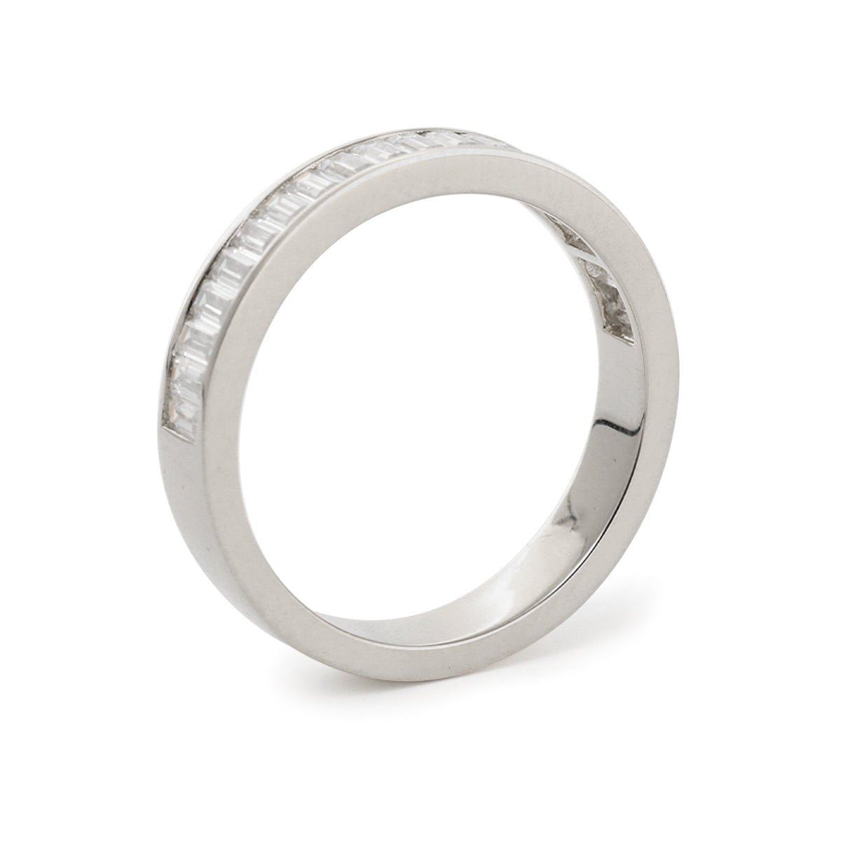 Baguette-Cut Lab Diamond Half Eternity Band with Channel Setting