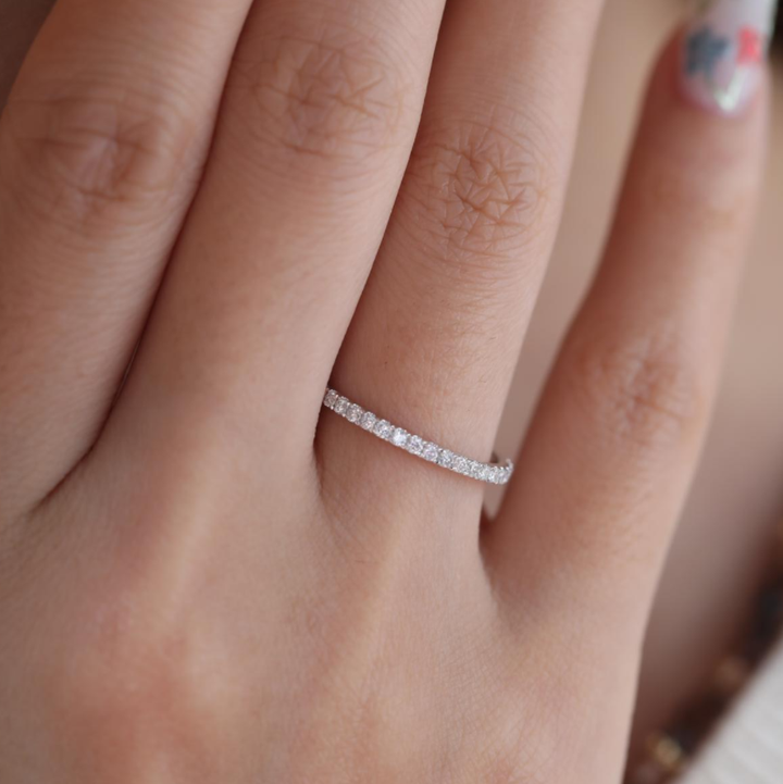 Round-Cut Lab Diamond Thin Eternity Ring
