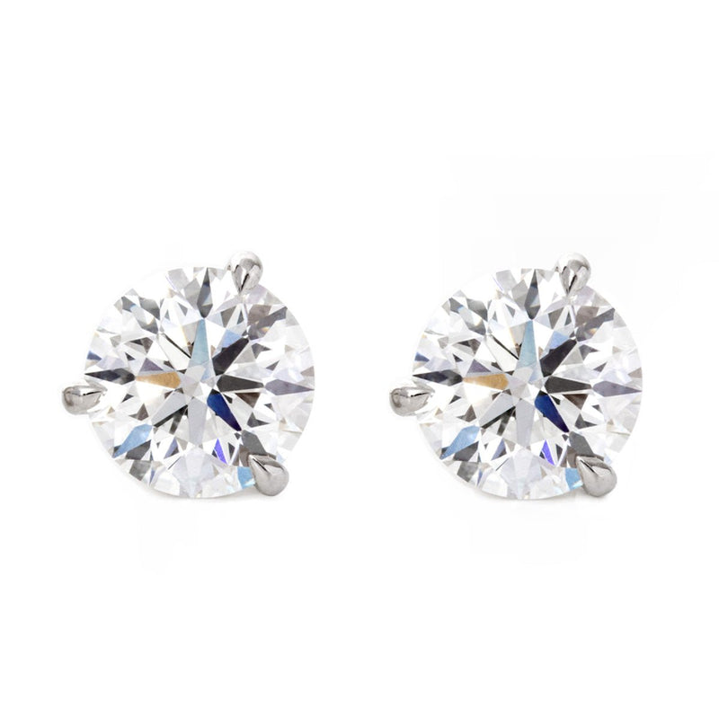 Cherished Moments 2 ct tw Round Cut Lab Diamond 3 Claw Prongs Martini Stud Earrings (DE/G Color, VS Clarity) - FIORESE JEWELRY
