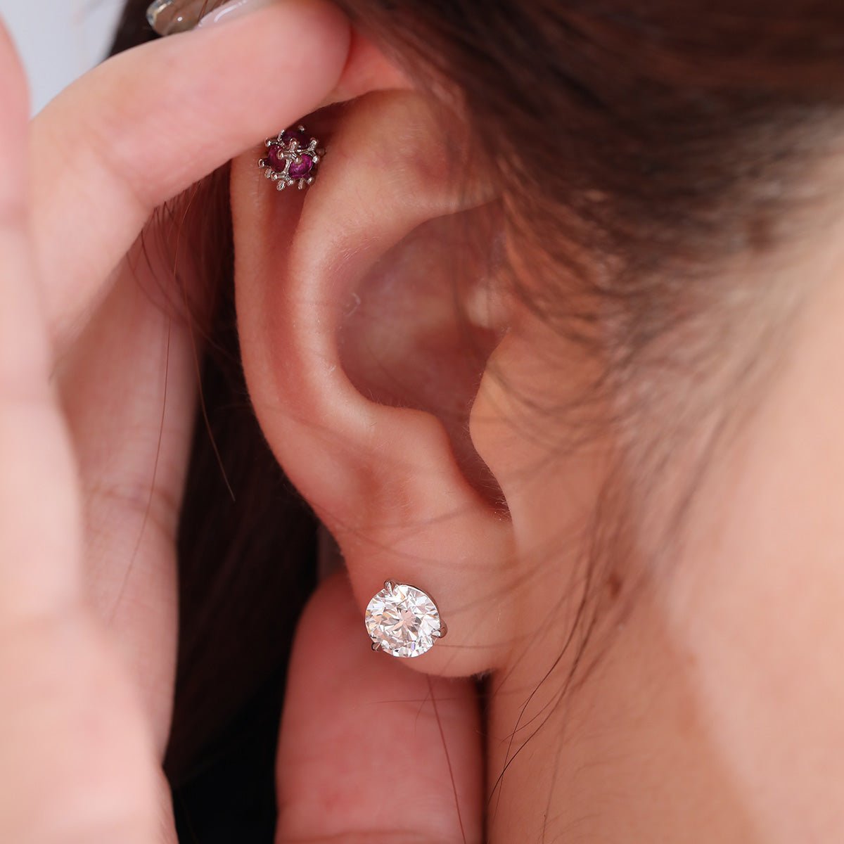 Cherished Moments 2 ct tw Round Cut Lab Diamond 3 Claw Prongs Martini Stud Earrings (DE/G Color, VS Clarity)