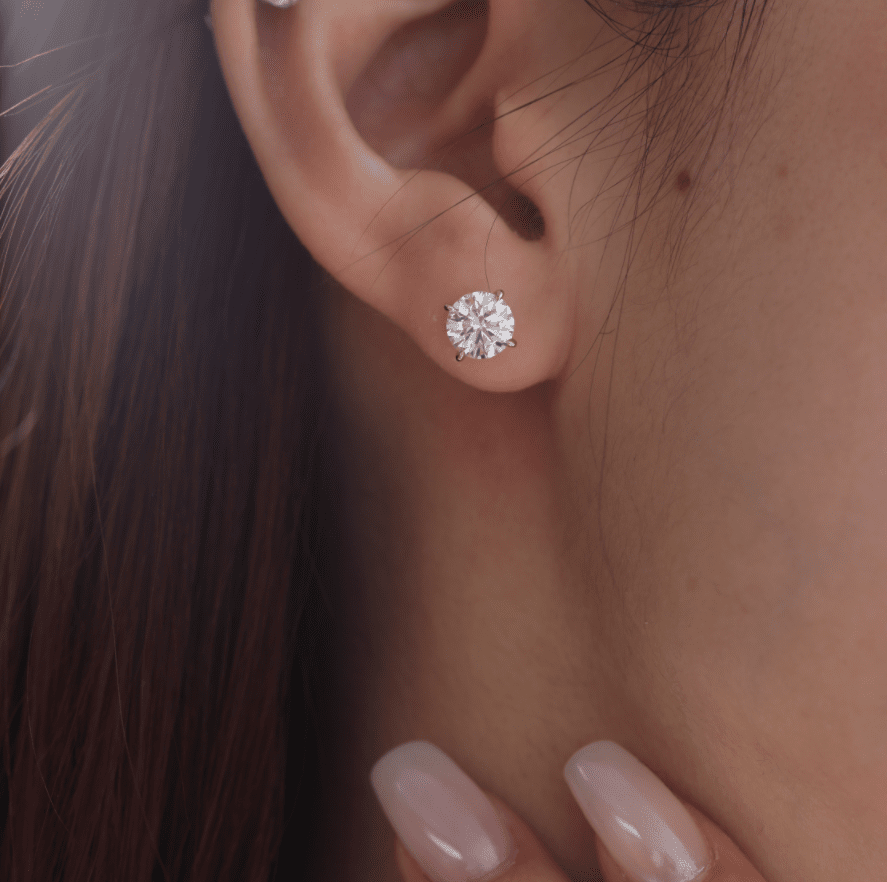 Cherished Moments 2 ct tw Round Cut Lab Diamond 4 Claw Prongs Martini Stud Earrings (DE/G Color, VS Clarity)