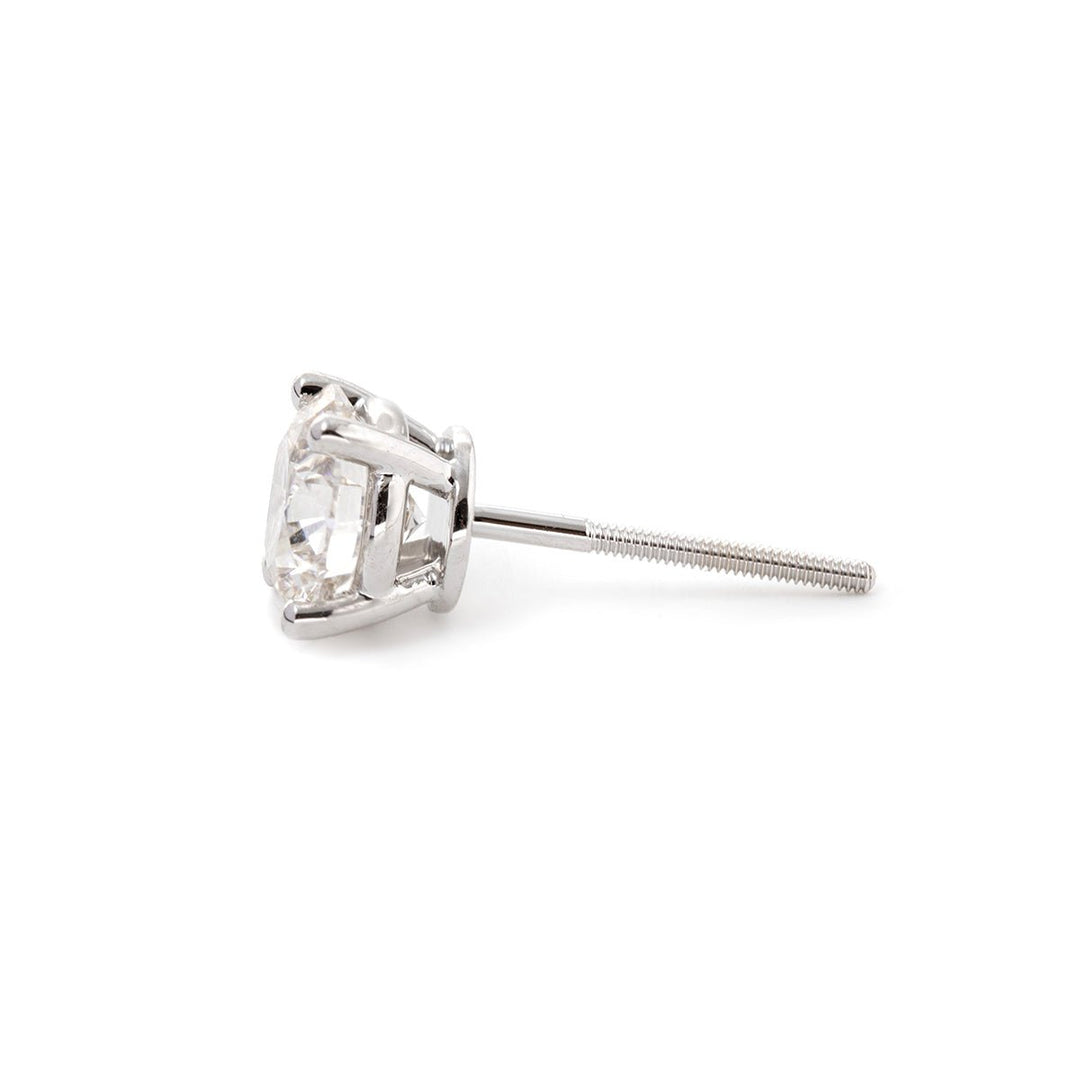 Cherished Moments 2 ct tw Round Cut Lab Diamond 4 Round Prongs Basket Stud Earrings (DE/G Color, VS Clarity) - FIORESE JEWELRY