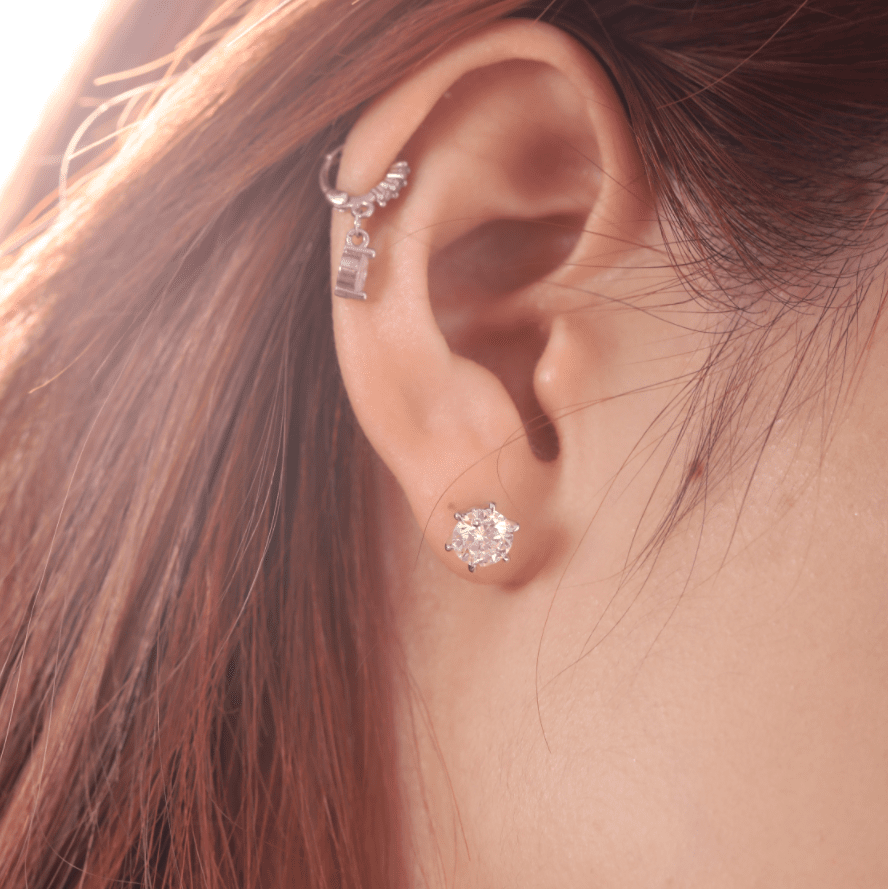 Cherished Moments 2 ct tw Round Cut Lab Diamond 6 Claw Prong Martini Stud Earrings (DE/G Color, VS Clarity) - FIORESE JEWELRY