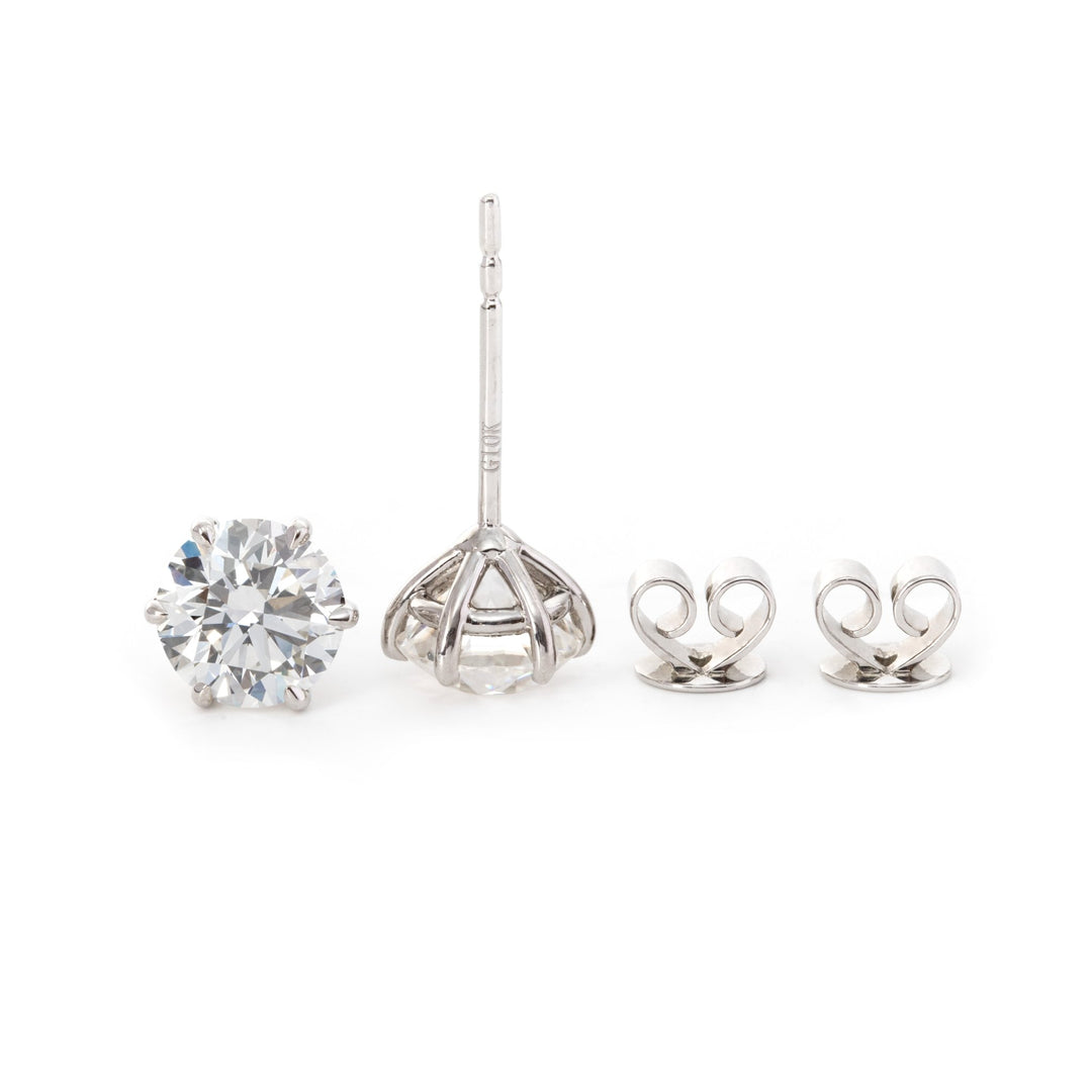 Cherished Moments 2 ct tw Round Cut Lab Diamond 6 Claw Prong Martini Stud Earrings (DE/G Color, VS Clarity) - FIORESE JEWELRY
