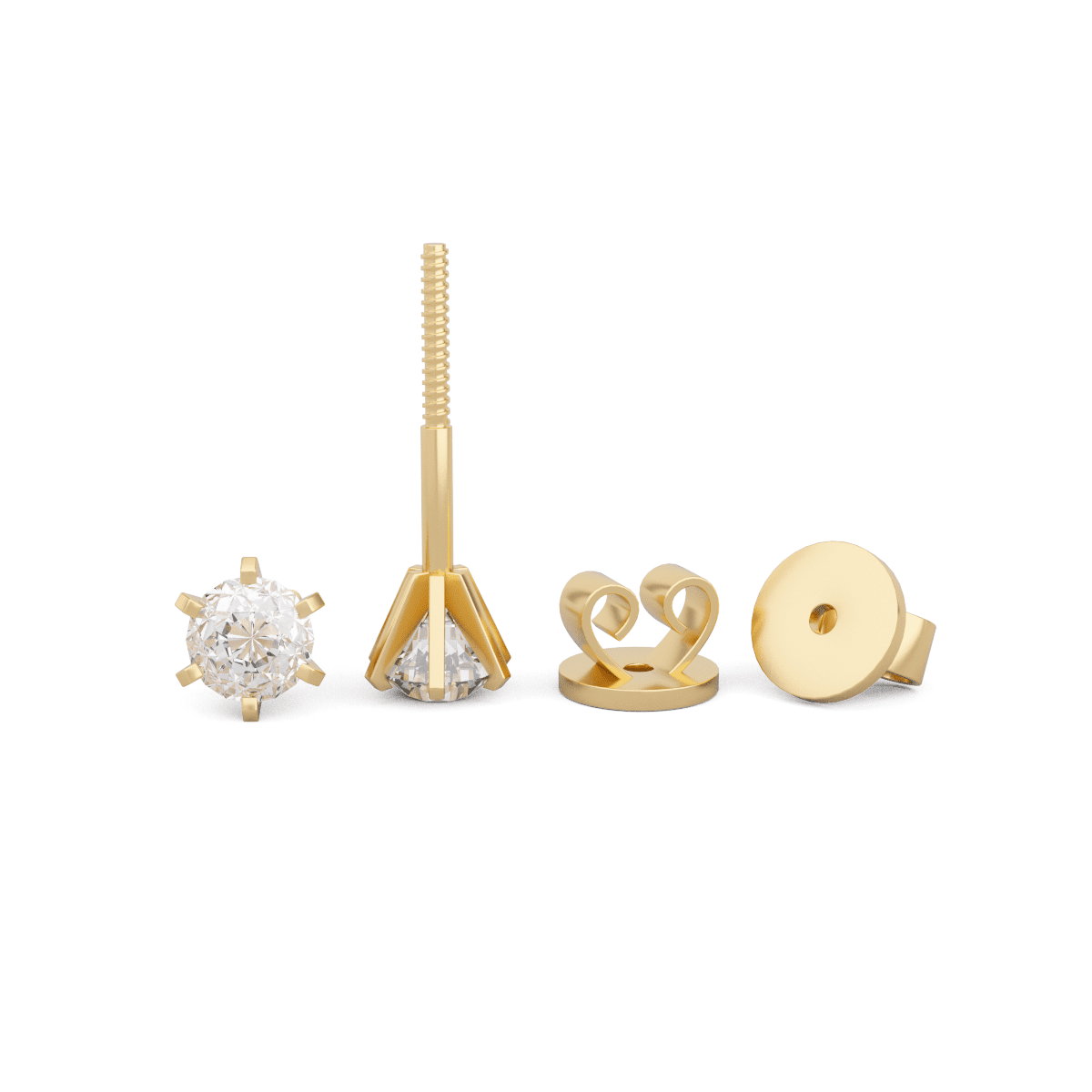 Cherished Moments 2 ct tw Round Cut Lab Diamond 6 Round Prong Stud Earrings (DE/G Color, VS Clarity)