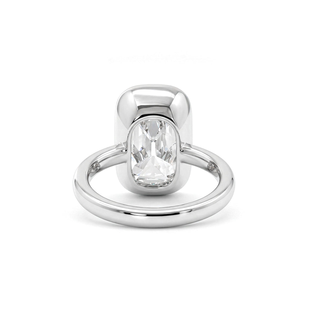 Classic Full Bezel Set Elongated Cushion Old Mine Cut Solitaire Ring - FIORESE JEWELRY