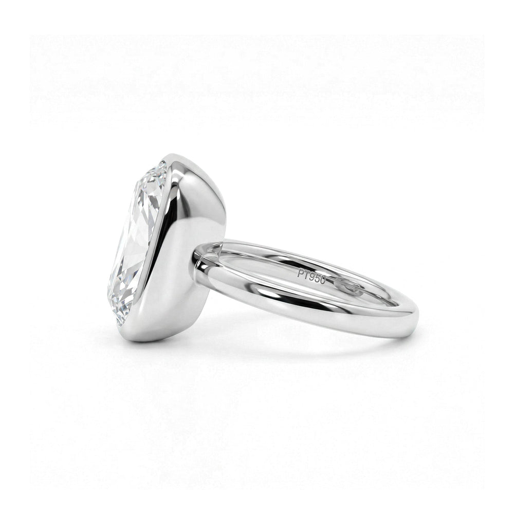 Classic Full Bezel Set Elongated Cushion Old Mine Cut Solitaire Ring - FIORESE JEWELRY