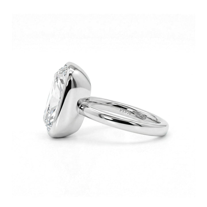 Classic Full Bezel Set Elongated Cushion Old Mine Cut Solitaire Ring - FIORESE JEWELRY