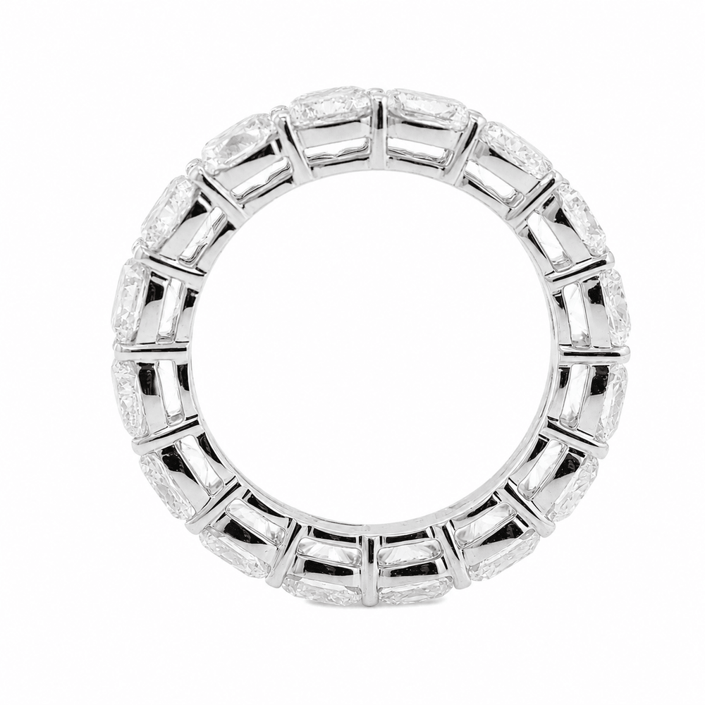 Cushion Brilliant-Cut Lab Diamond Eternity Ring with Shaped Claw Basket Setting - FIORESE JEWELRY