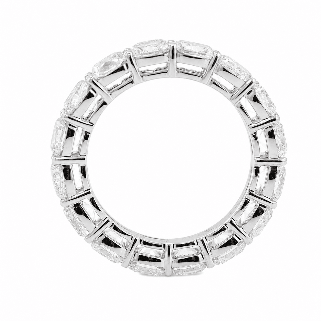Cushion Brilliant-Cut Lab Diamond Eternity Ring with Shaped Claw Basket Setting - FIORESE JEWELRY