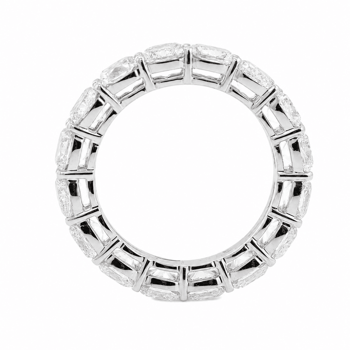 Cushion Brilliant-Cut Lab Diamond Eternity Ring with Shaped Claw Basket Setting - FIORESE JEWELRY