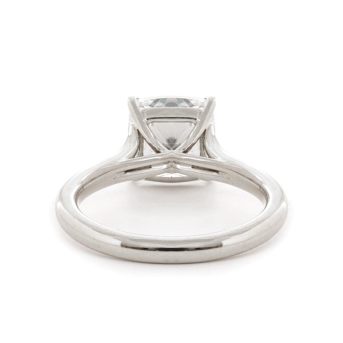 Cushion Cut Lab Diamond 4-Claw Cathedral Bridal Set — Solitaire Engagement Ring with French Pavé Half Eternity Band