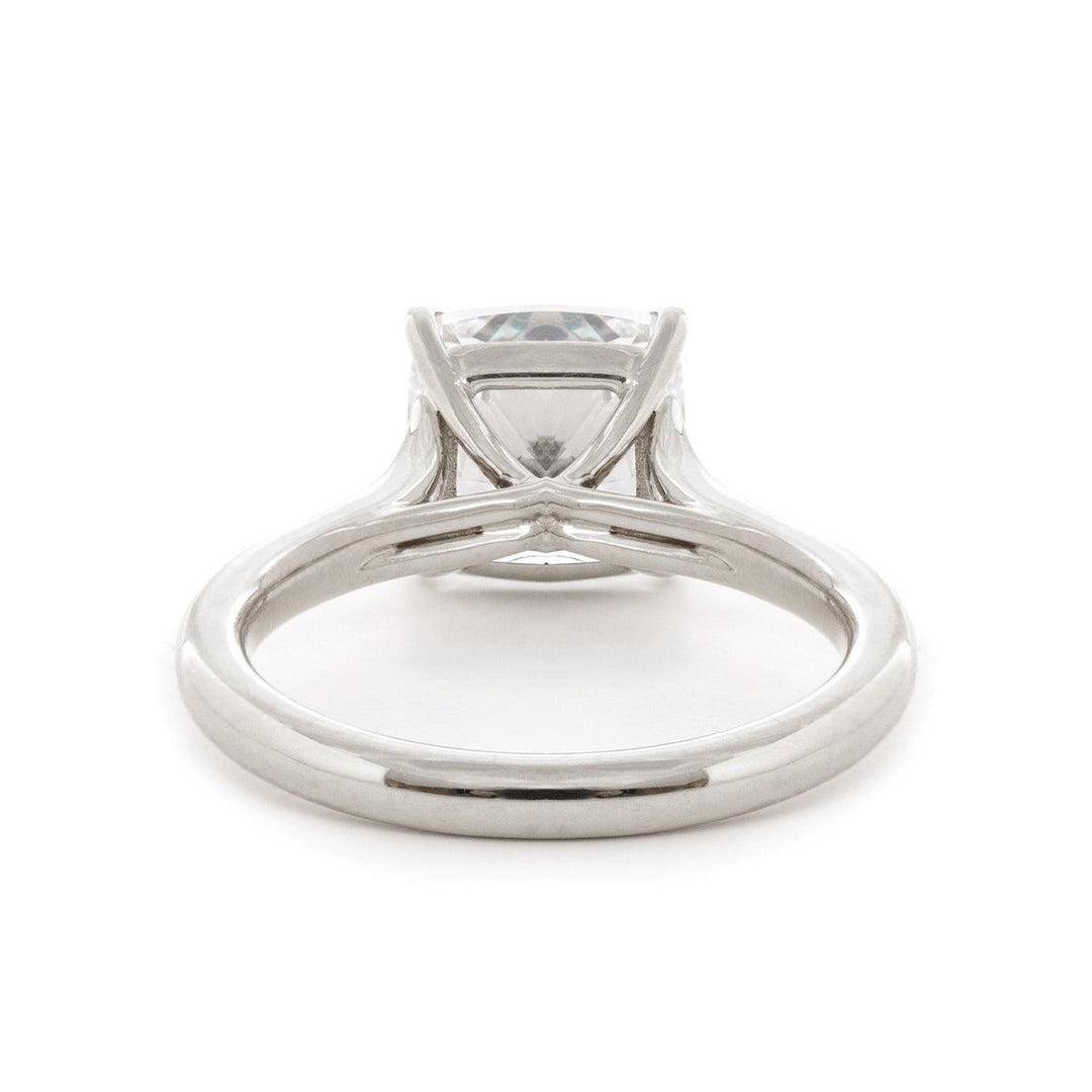 Cushion Cut Lab Diamond 4 - Claw Cathedral Bridal Set — Solitaire Engagement Ring with French Pavé Half Eternity Band - FIORESE JEWELRY