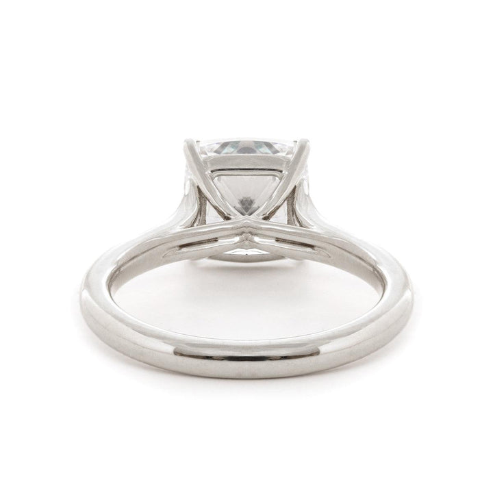 Cushion Cut Lab Diamond 4 - Claw Cathedral Bridal Set — Solitaire Engagement Ring with French Pavé Half Eternity Band - FIORESE JEWELRY