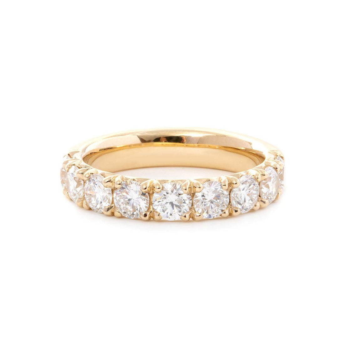 Cushion Cut Lab Diamond 4 - Claw Cathedral Bridal Set — Solitaire Engagement Ring with French Pavé Half Eternity Band - FIORESE JEWELRY