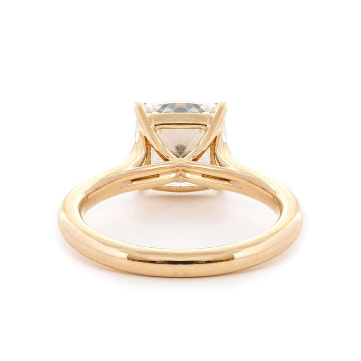 Cushion Cut Lab Diamond 4 - Claw Cathedral Bridal Set — Solitaire Engagement Ring with French Pavé Half Eternity Band - FIORESE JEWELRY