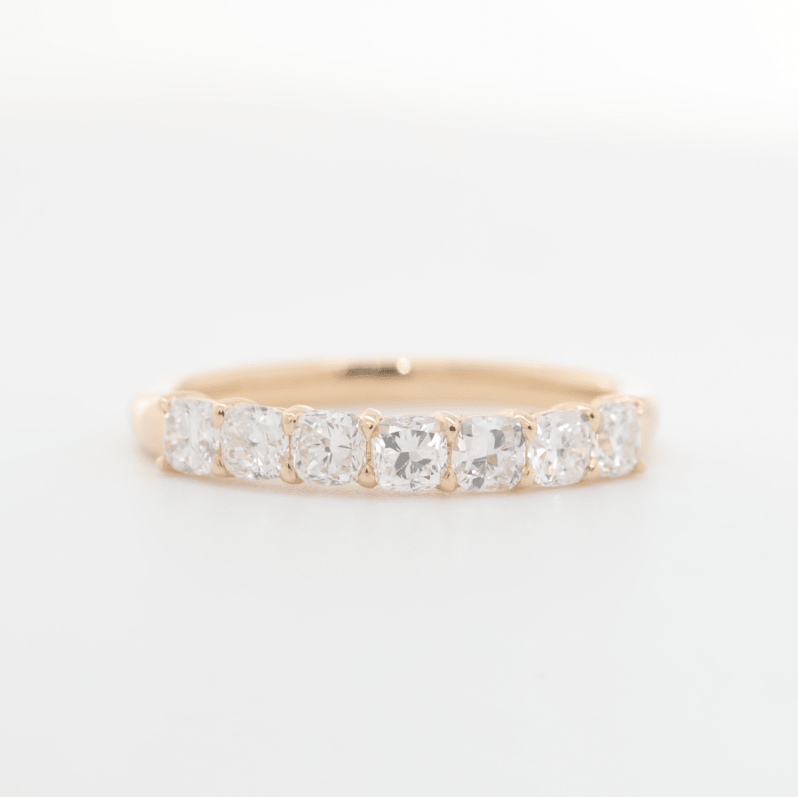 Cushion-Cut Lab Diamond 7-Stone Half Eternity Ring - FIORESE JEWELRY