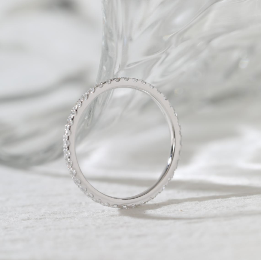 1.3mm Round Cut Lab Diamond Thin Eternity Ring