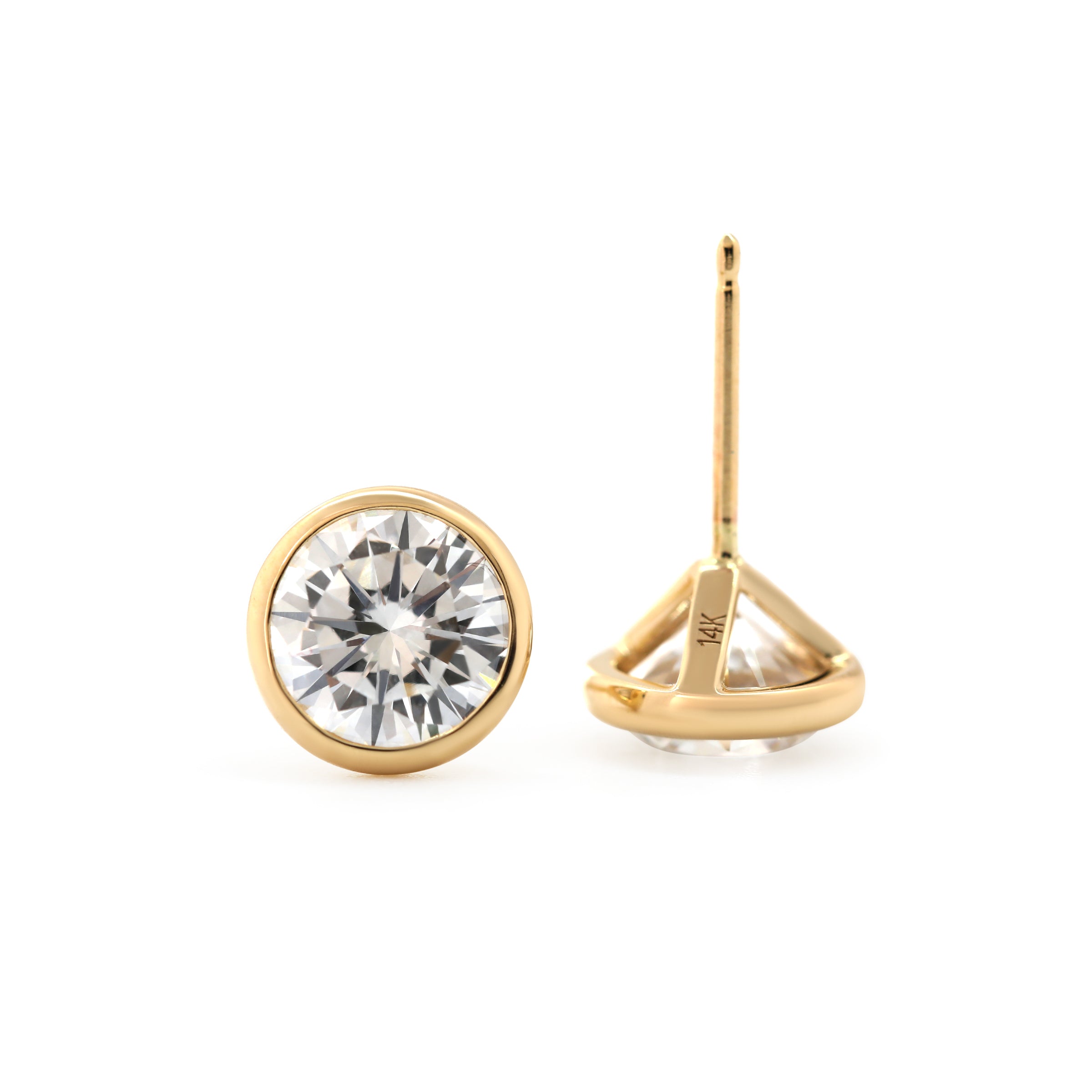 Round Lab Diamond Bezel Martini Stud Earrings