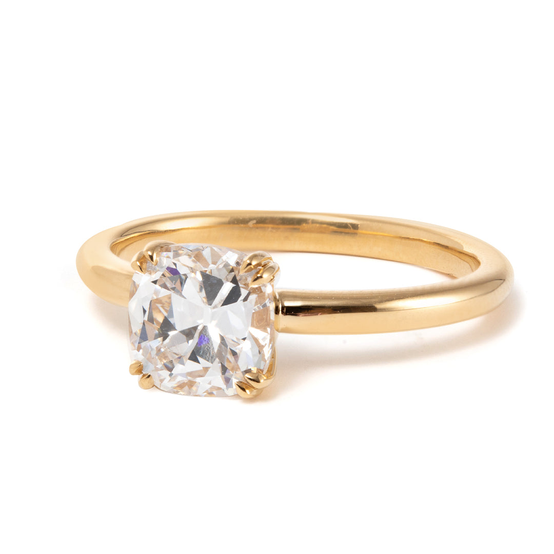 Old Mine-Cut Lab Diamond Engagement Ring with Vintage Setting