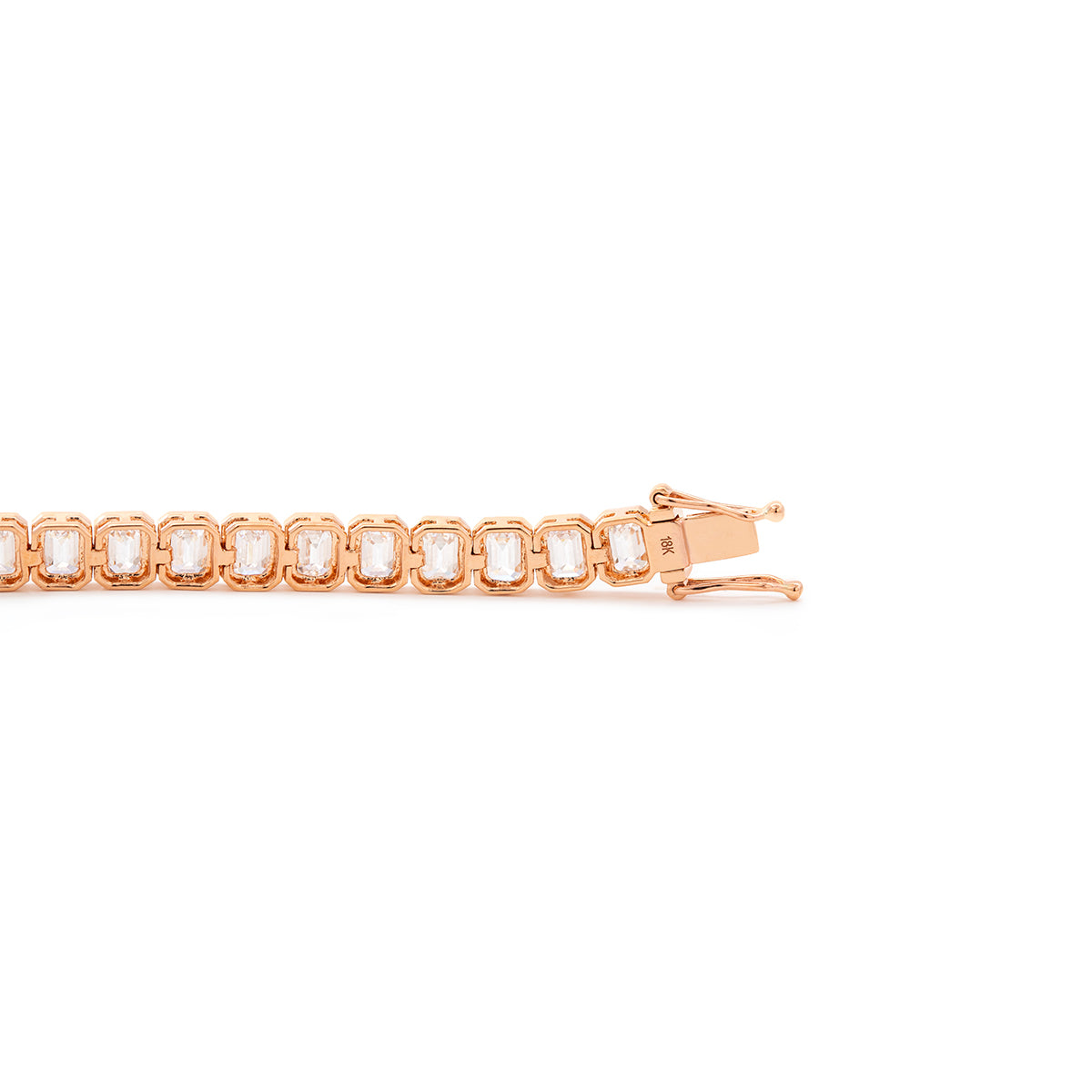 18K Rose Gold Emerald Cut Lab Diamond Bezel Tennis Bracelet