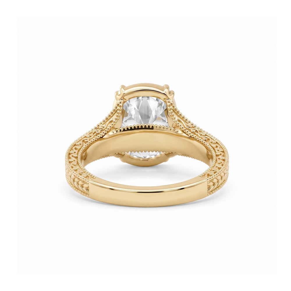 Elongated Old Mine-Cut Lab Diamond Antique-Inspired Ring - FIORESE JEWELRY