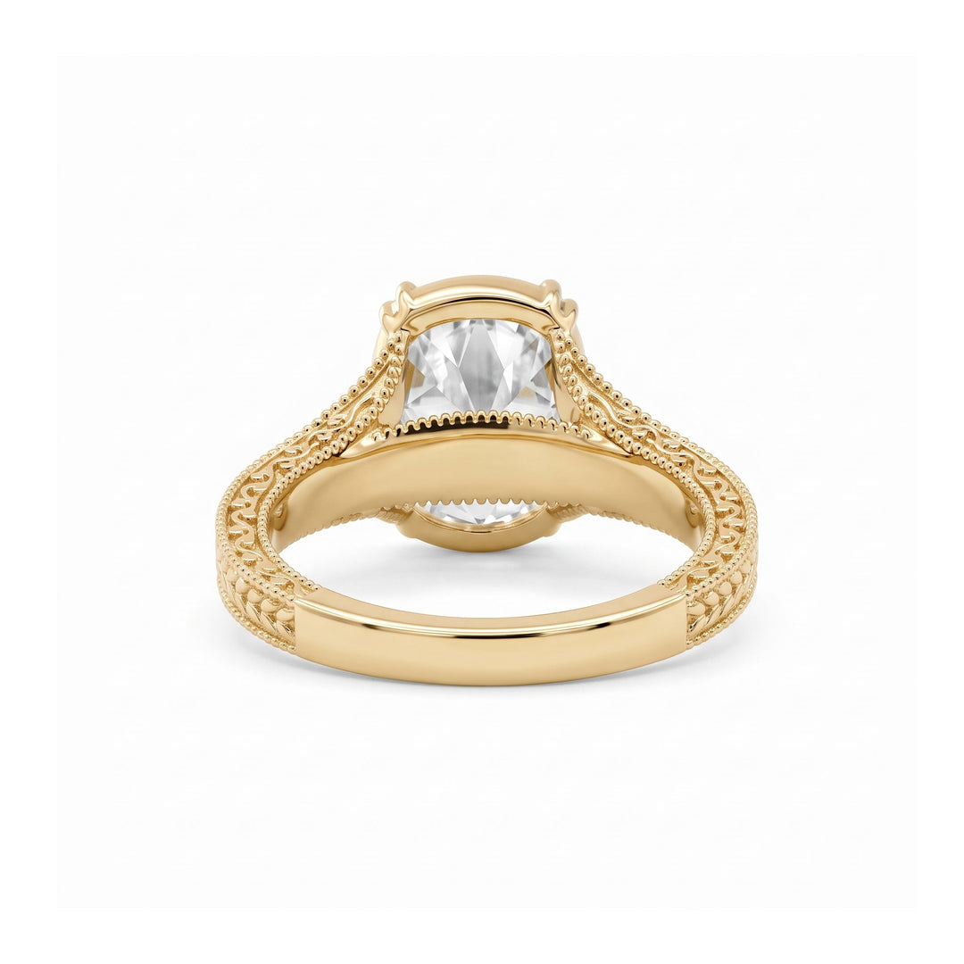 Elongated Old Mine-Cut Lab Diamond Antique-Inspired Ring - FIORESE JEWELRY