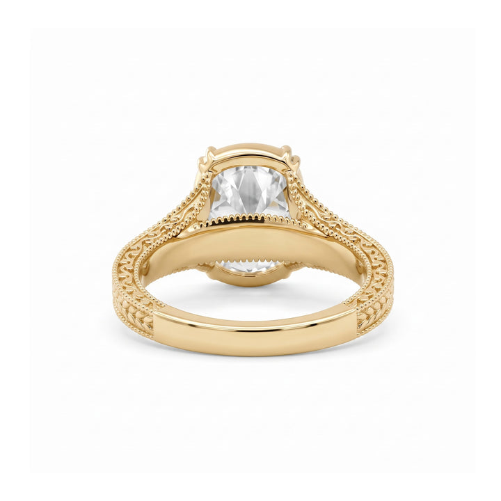 Elongated Old Mine-Cut Lab Diamond Antique-Inspired Ring - FIORESE JEWELRY