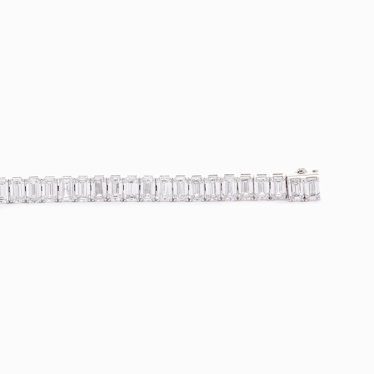 Emerald Cut Lab Diamond 4-Prong Basket Tennis Bracelet with Box Clasp