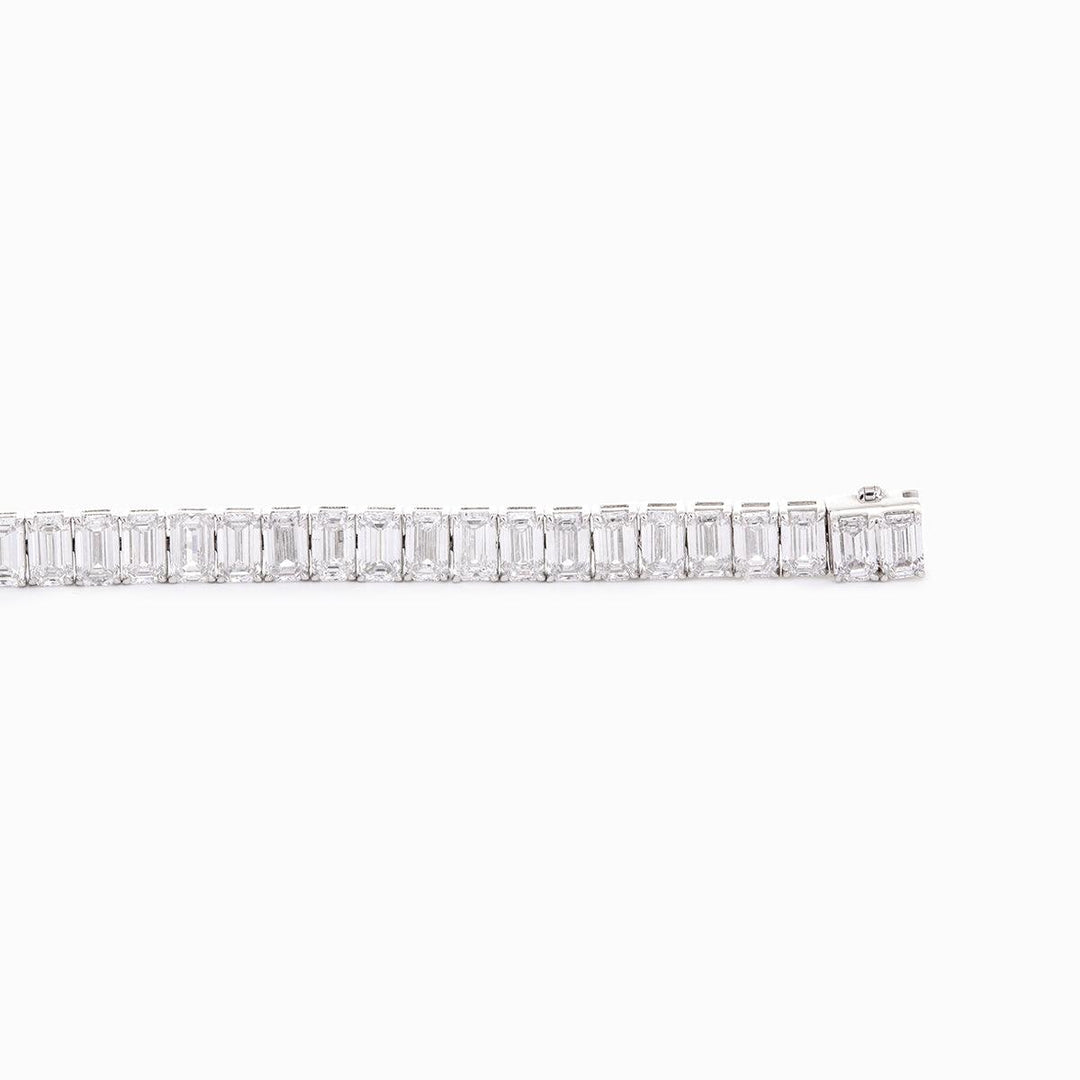 Emerald Cut Lab Diamond 4 - Prong Basket Tennis Bracelet with Box Clasp - FIORESE JEWELRY