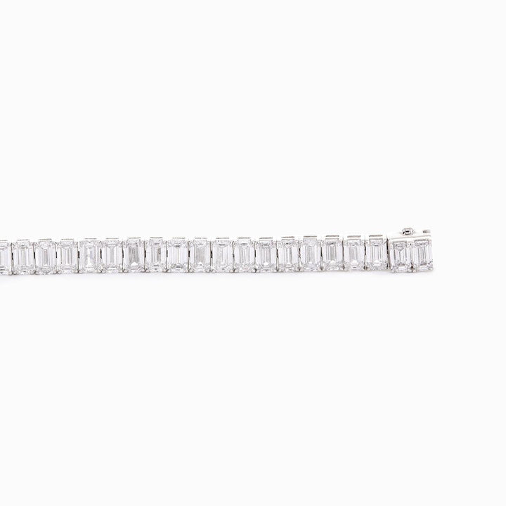 Emerald Cut Lab Diamond 4 - Prong Basket Tennis Bracelet with Box Clasp - FIORESE JEWELRY