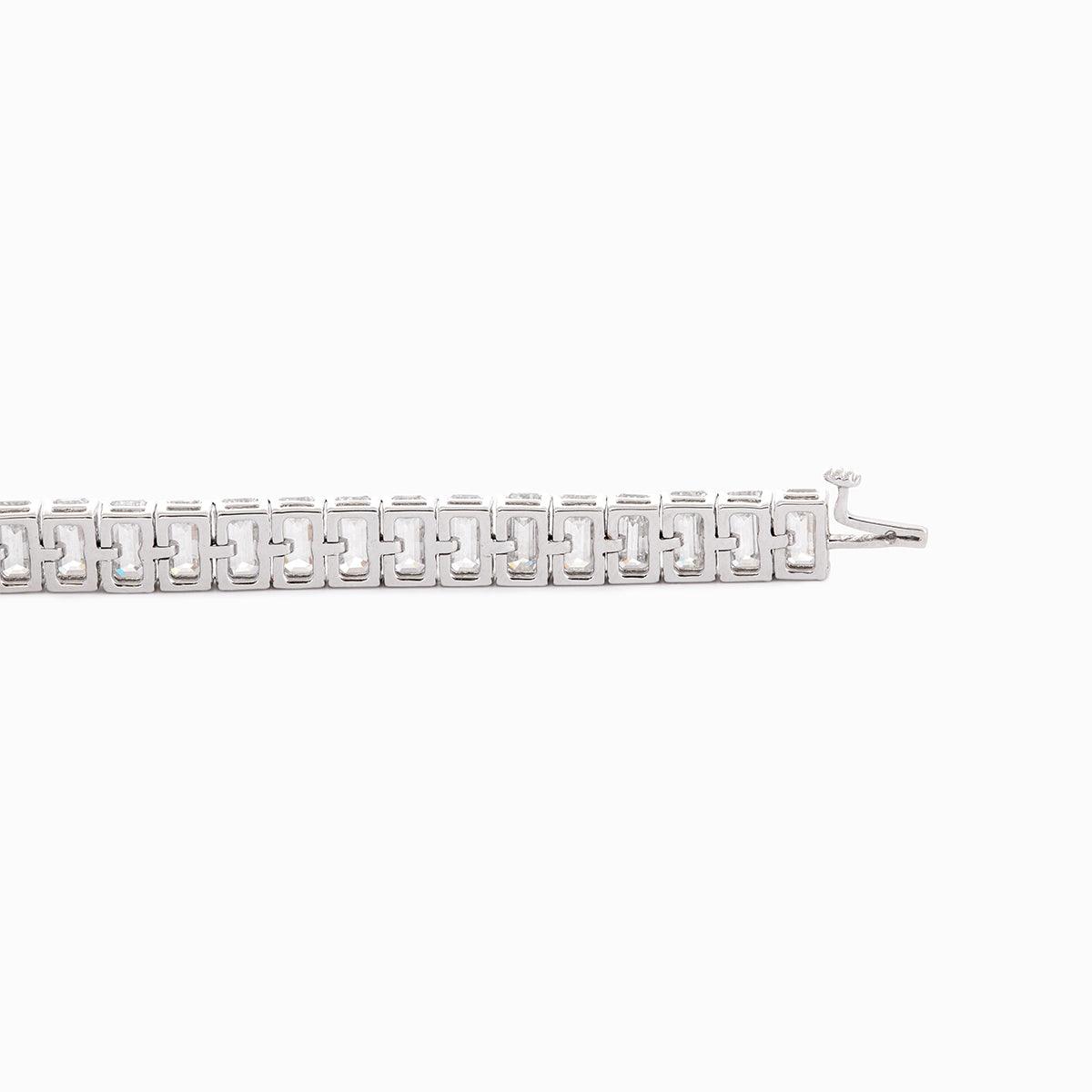Emerald Cut Lab Diamond 4-Prong Basket Tennis Bracelet with Box Clasp