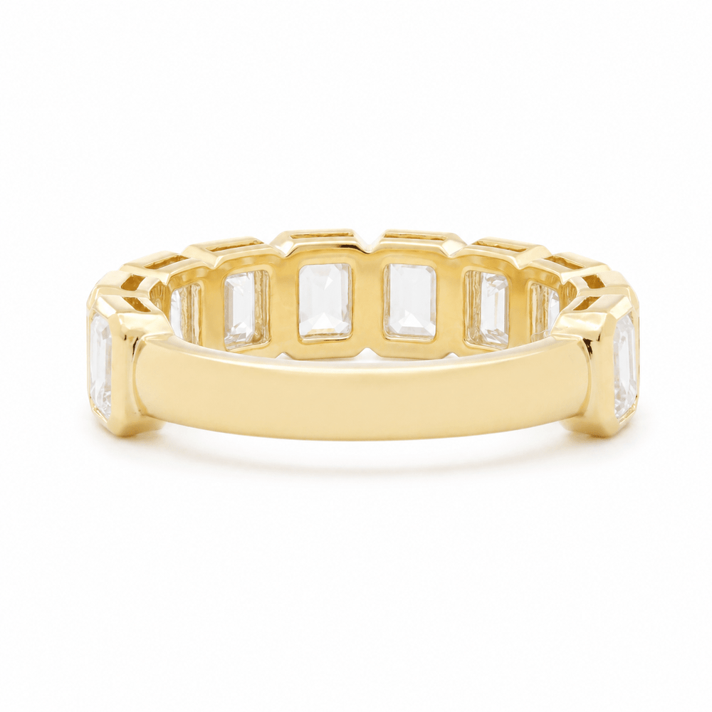 Emerald-Cut Lab Diamond Bezel 2/3 Eternity Ring - FIORESE JEWELRY