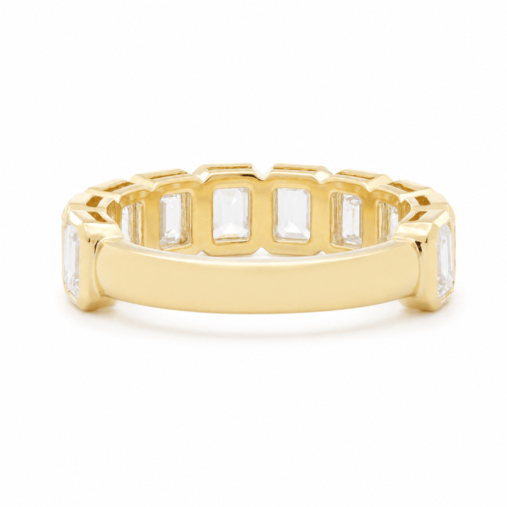 Emerald-Cut Lab Diamond Bezel 2/3 Eternity Ring - FIORESE JEWELRY