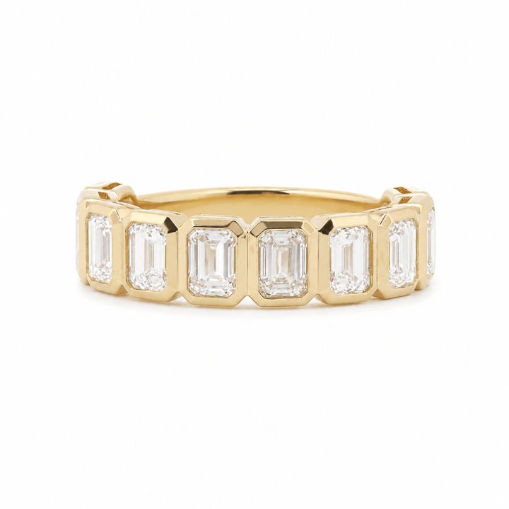 Emerald-Cut Lab Diamond Bezel 2/3 Eternity Ring - FIORESE JEWELRY