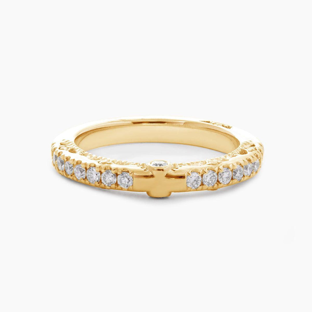 Emerald Cut Lab Diamond Double Round Prong Hidden Halo Millegrain Vintage Bridal Set — Engagement Ring with Half Eternity Band - FIORESE JEWELRY