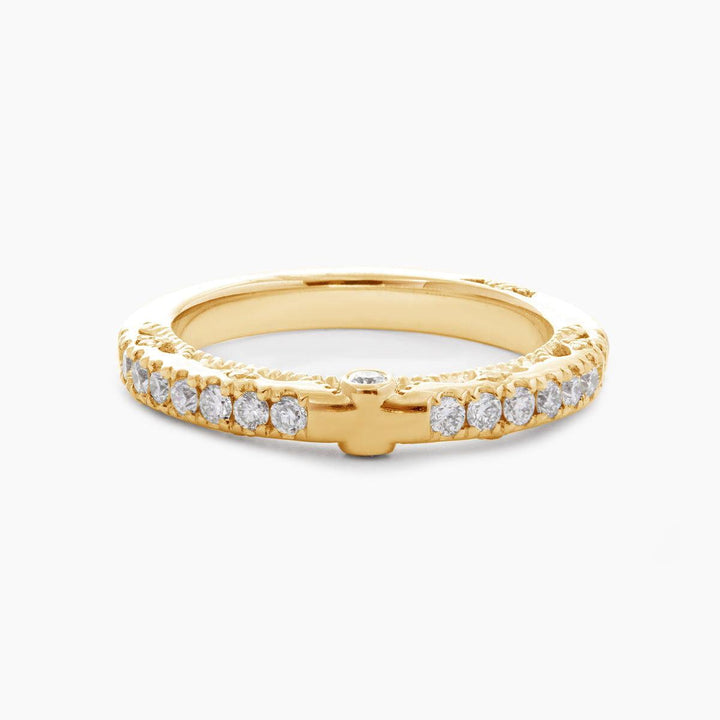 Emerald Cut Lab Diamond Double Round Prong Hidden Halo Millegrain Vintage Bridal Set — Engagement Ring with Half Eternity Band - FIORESE JEWELRY