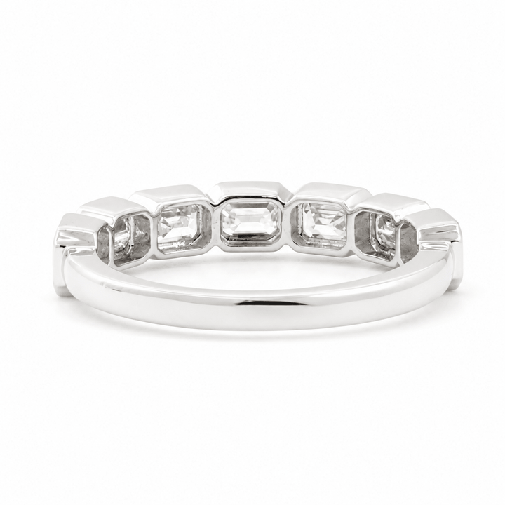 Emerald-Cut Lab Diamond East-West Bezel Half Eternity Ring - FIORESE JEWELRY
